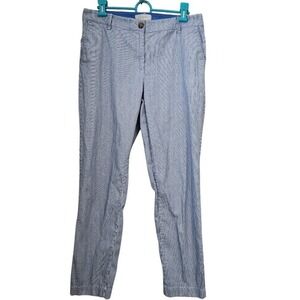 Talbots Striped Chino Pants Blue White Straight Leg Women's Size 6 F36